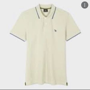 Paul Smith Pale Cream Cotton-Piqué Zebra Logo Polo Shirt SIZE: MEDIUM